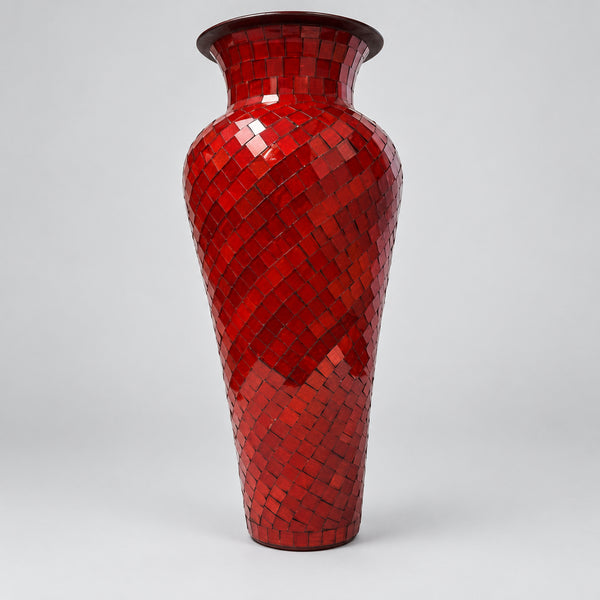 MOSAIC BOTTLE VASE RED PLAIN 60CM VASES at World Of Decor NZ