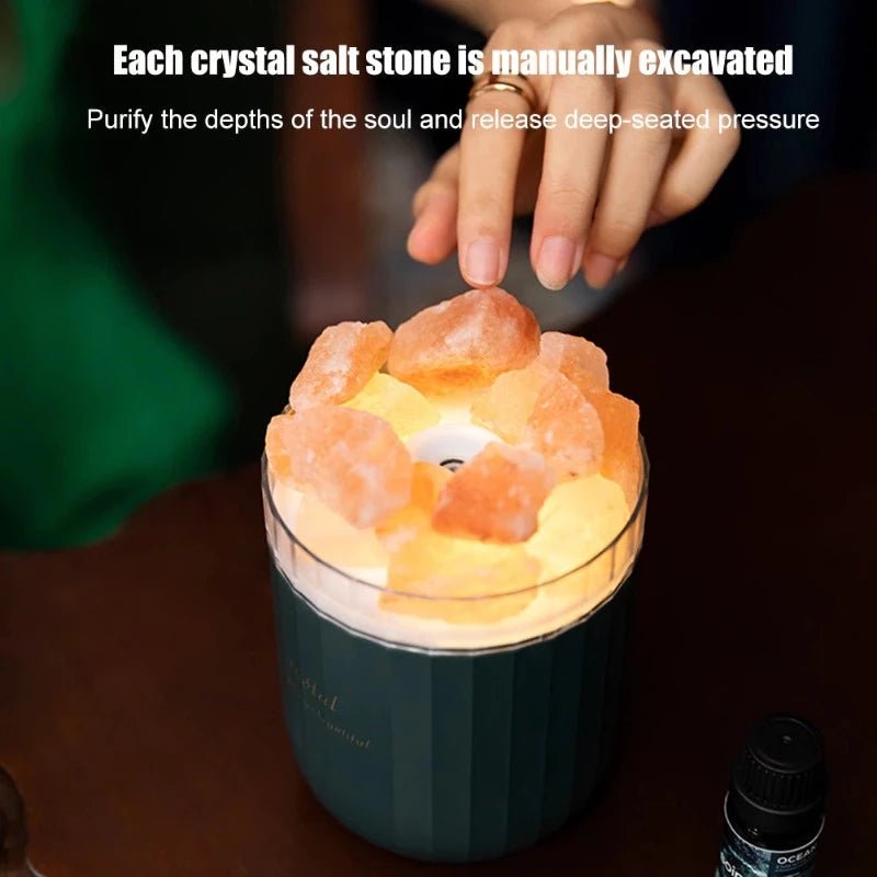 Air Humidifier/Aroma Diffuser USB 300ml - Himalayan Salt Crystal White Aroma Diffuser,Air Humidifier,Essential at World Of Decor NZ