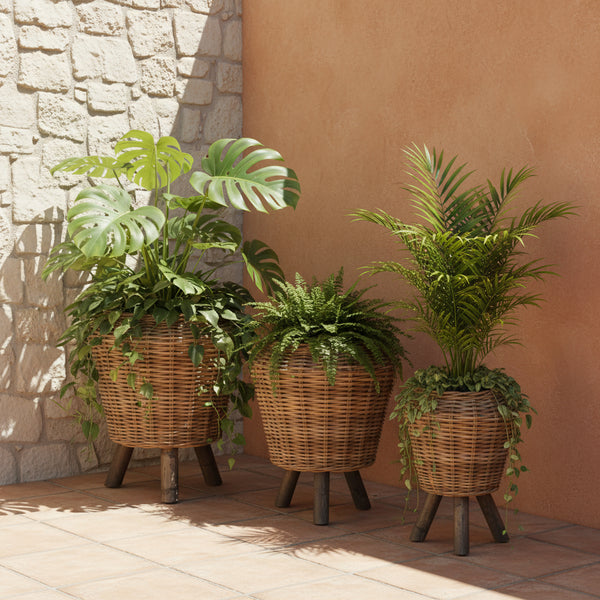 Rattan Planter Stand Medium Cane & Rattan at World Of Decor NZ