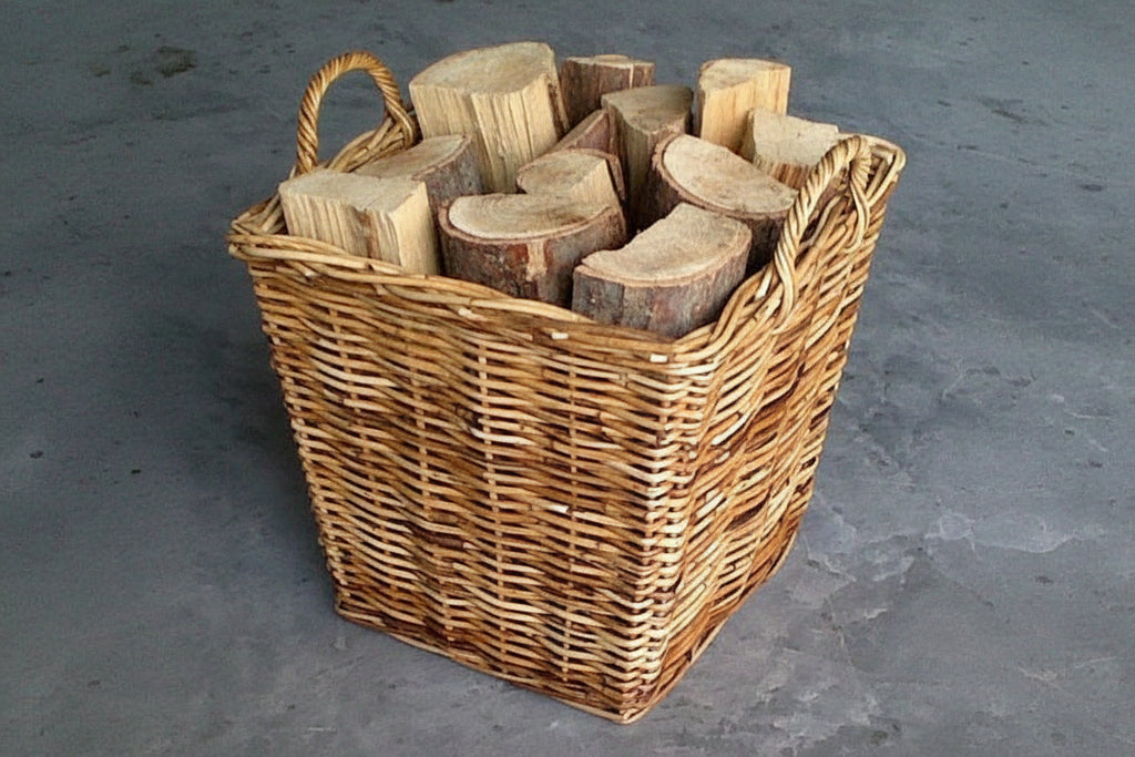 Rattan Square Wood Basket With Handle Cane & Rattan at World Of Decor NZ