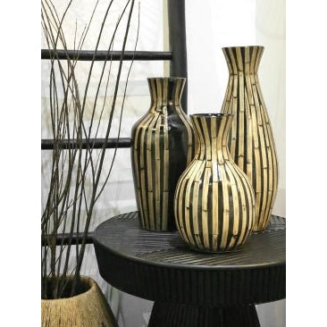 Zulu Bamboo Vase-Black & White 37cm at World Of Decor NZ