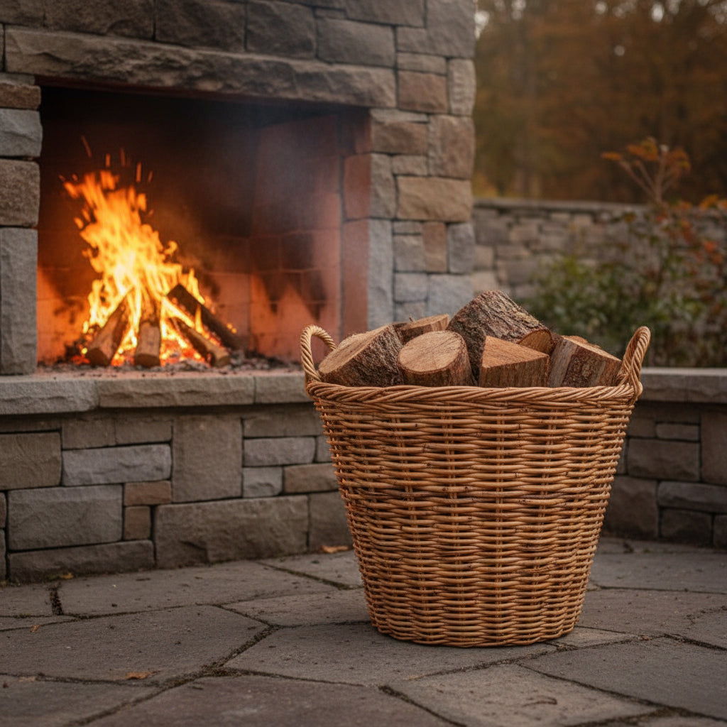 Round Tapered Cane Log Basket Cane & Rattan at World Of Decor NZ