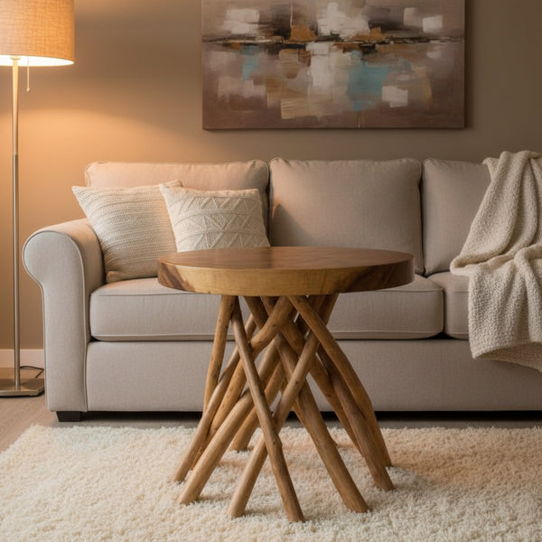Rustic Round Table - Natural FURNITURE at World Of Decor NZ