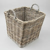 Square Cane Log Basket Grey Wash Color Cane & Rattan at World Of Decor NZ