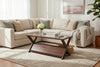 Teak Glass Top Coffee Table with Built - In Magazine Rack - Dark Brown COFFEE TABLE at World Of Decor NZ