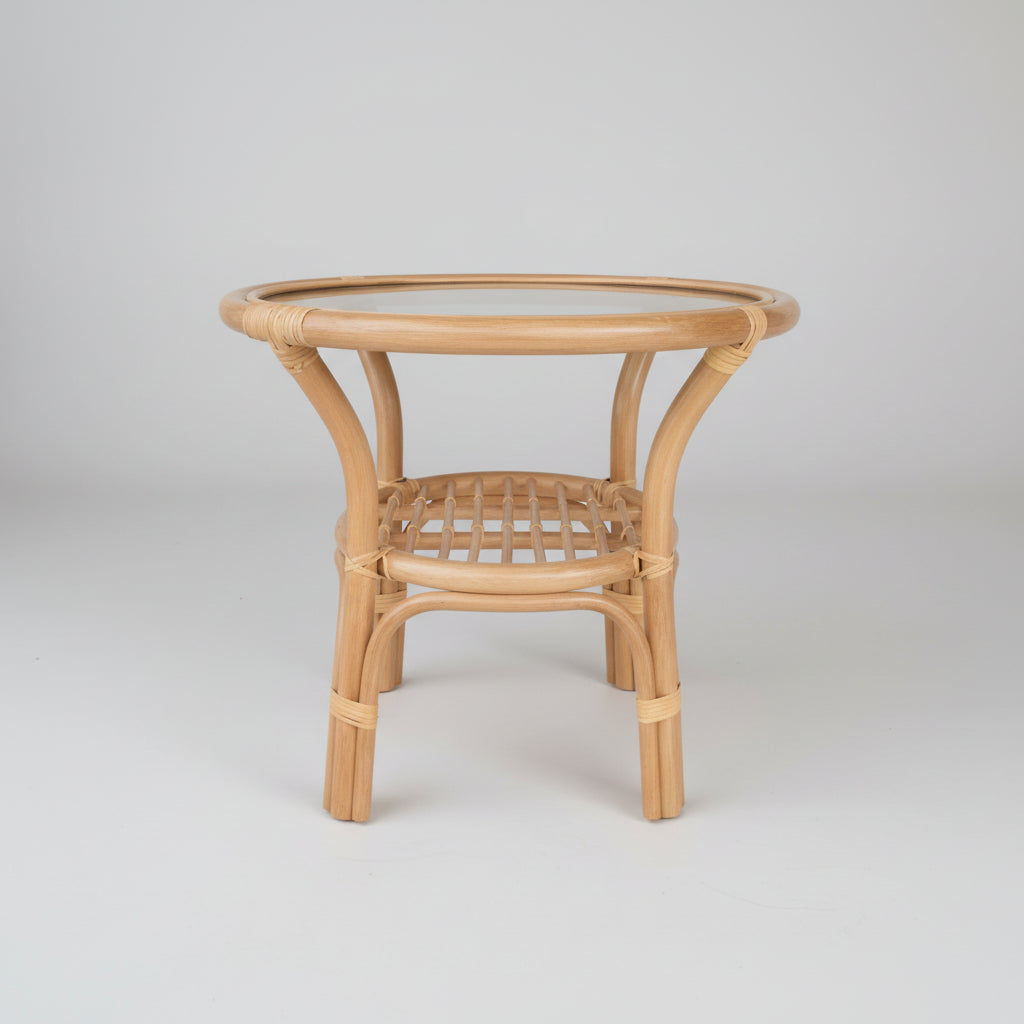 Venice Cane Table Natural Glass Top RATTAN & CANE FURNITURE at World Of Decor NZ