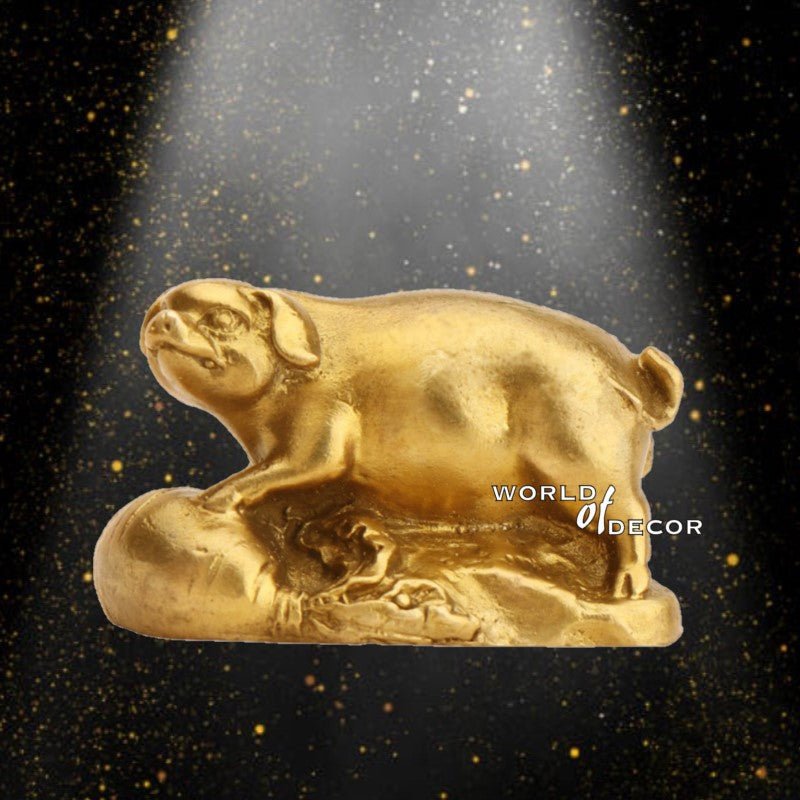 Brass Zodiac - Boar (Pig) Grabbing Wealth Bag FENG SHUI PRODUCTS at World Of Decor NZ