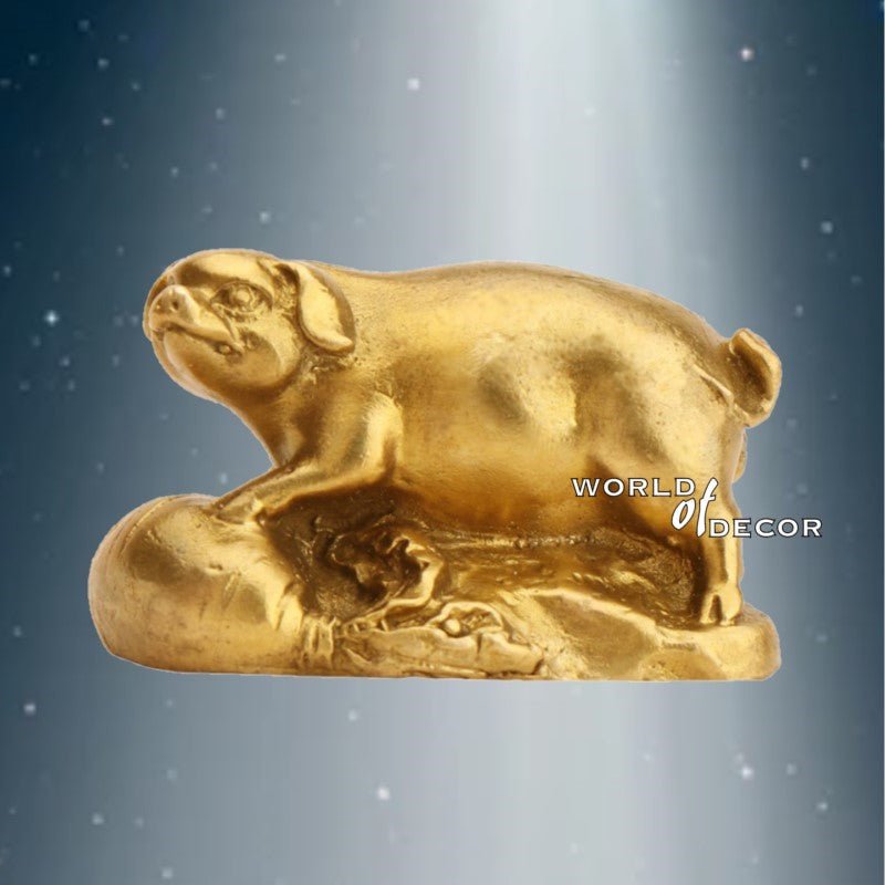 Brass Zodiac - Boar (Pig) Grabbing Wealth Bag FENG SHUI PRODUCTS at World Of Decor NZ