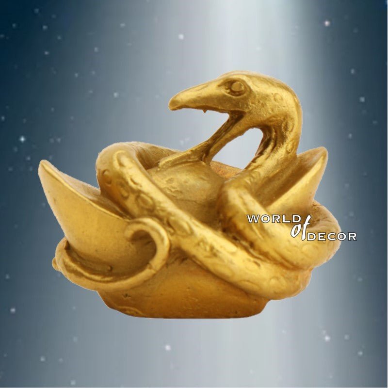 Brass Zodiac - Snake with Gold Ingot FENG SHUI PRODUCTS at World Of Decor NZ