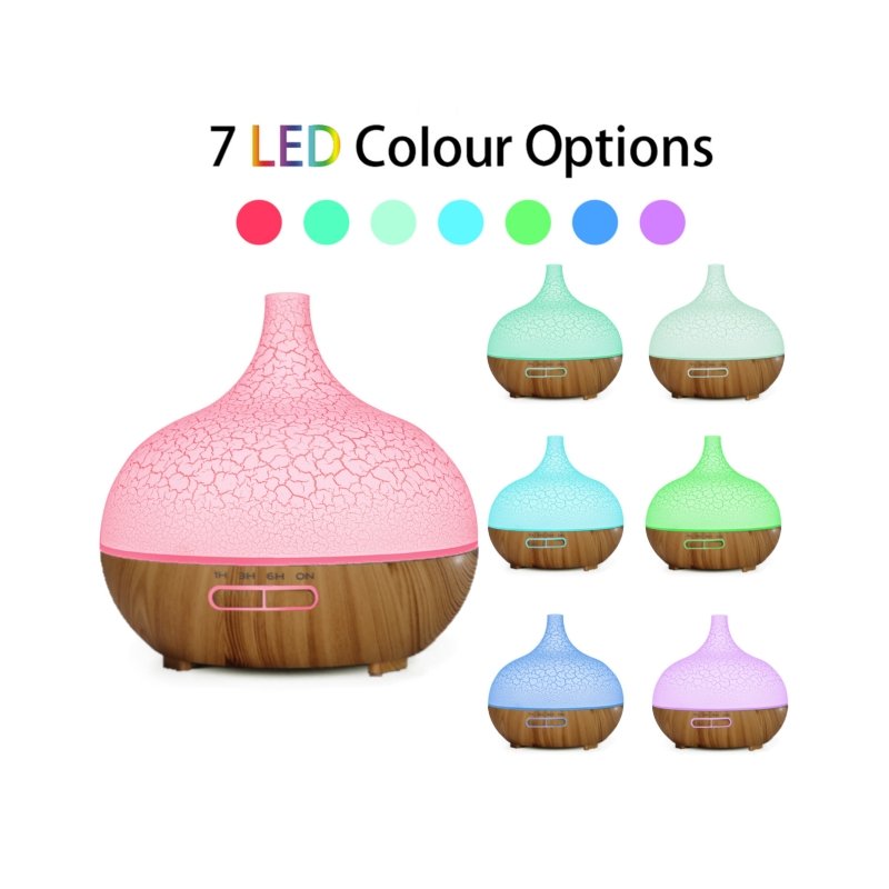 Ultrasonic Aroma Diffuser Whitewash Wood 500ml - Crack Aroma Diffuser,Air Humidifier,Essential at World Of Decor NZ