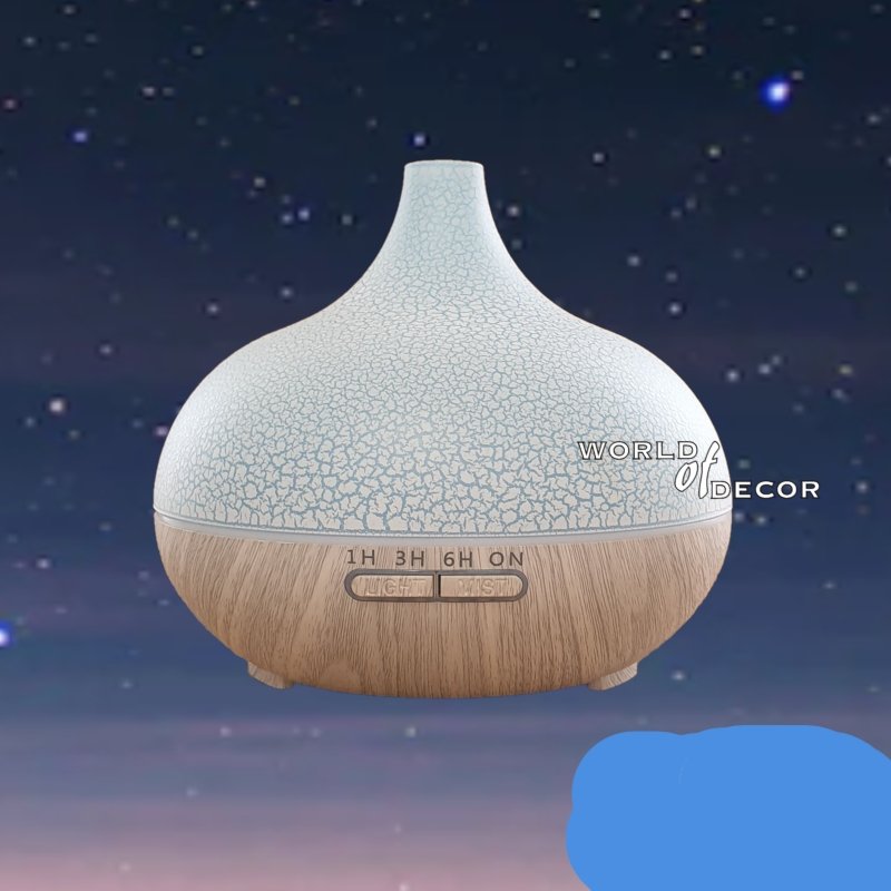 Ultrasonic Aroma Diffuser Whitewash Wood 500ml - Crack Aroma Diffuser,Air Humidifier,Essential at World Of Decor NZ