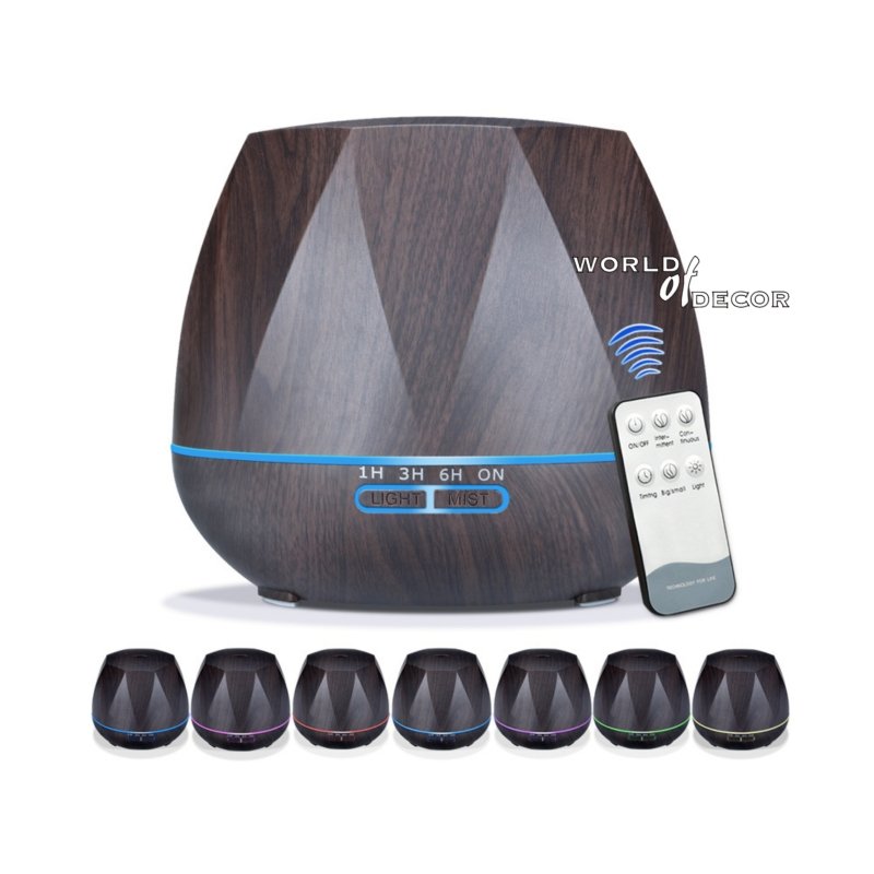 Ultrasonic Aroma Diffuser Dark Wood 550ml - Hexagone Aroma Diffuser,Air Humidifier,Essential at World Of Decor NZ
