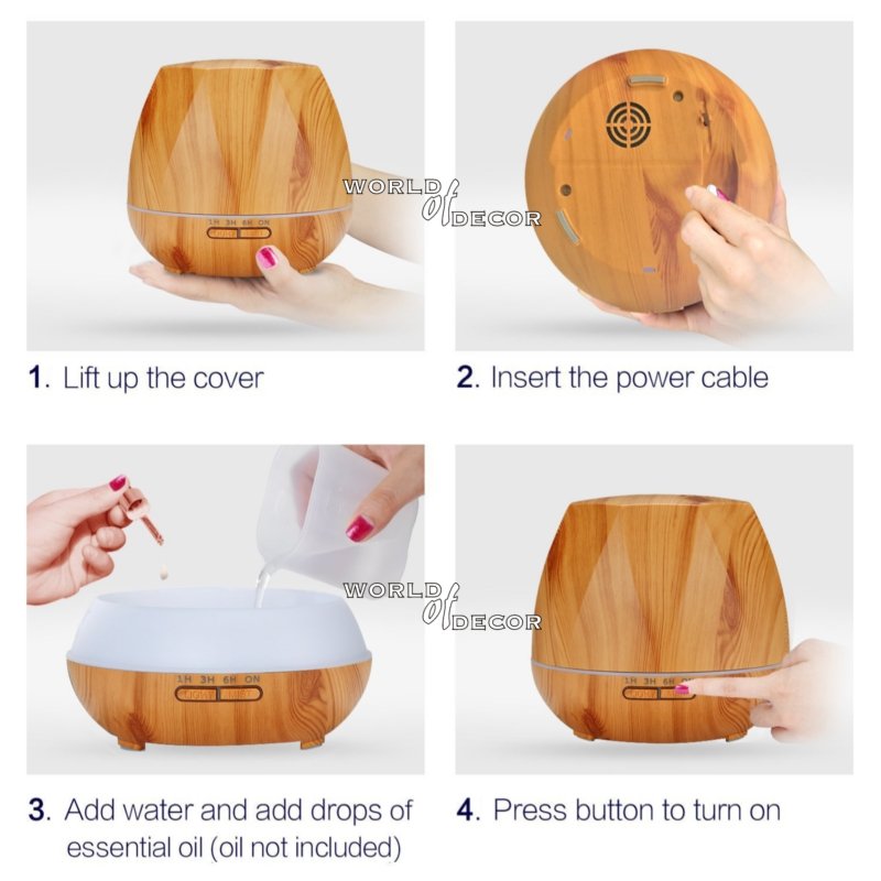 Ultrasonic Aroma Diffuser Light Wood 550ml - Hexagone Aroma Diffuser and Essential Oil at World Of Decor NZ