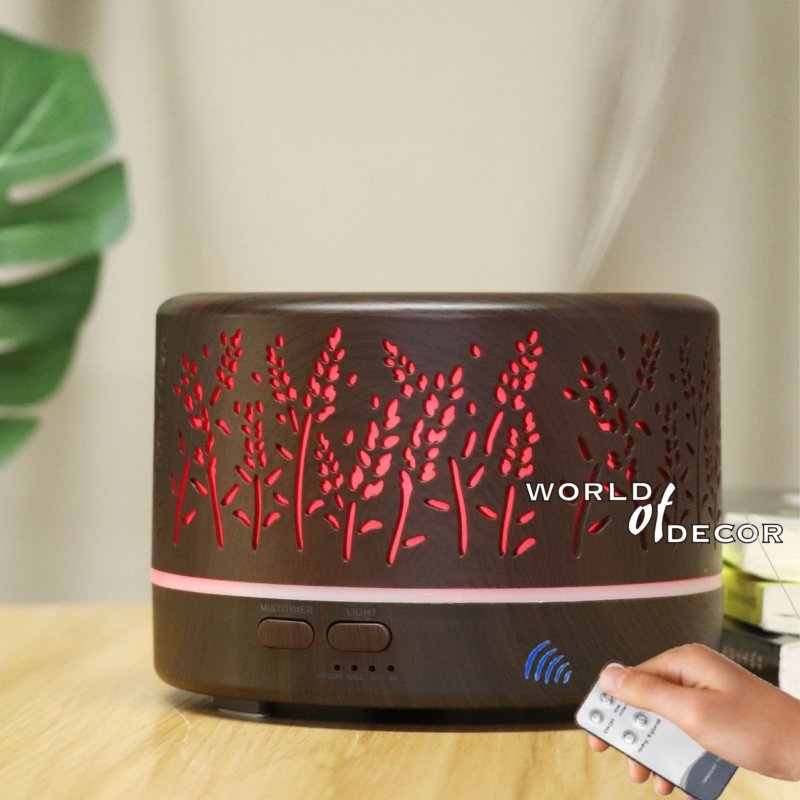 Ultrasonic Aroma Diffuser Dark Wood 550ml - Grass Aroma Diffuser,Air Humidifier,Essential at World Of Decor NZ
