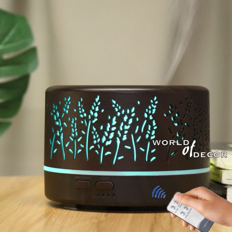 Ultrasonic Aroma Diffuser Dark Wood 550ml - Grass Aroma Diffuser,Air Humidifier,Essential at World Of Decor NZ