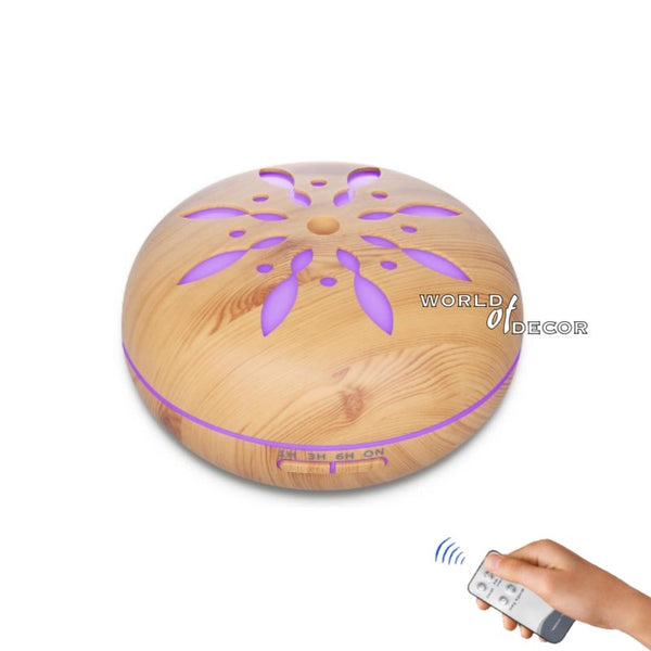 Ultrasonic Aroma Diffuser Natural Wood 550ml - Flower at World Of Decor NZ