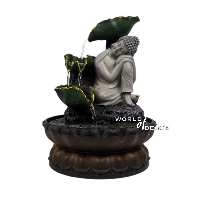 3 Tier Water Fountain Lotus Leaf Relaxing Buddha WATER FOUNTAIN at World Of Decor NZ