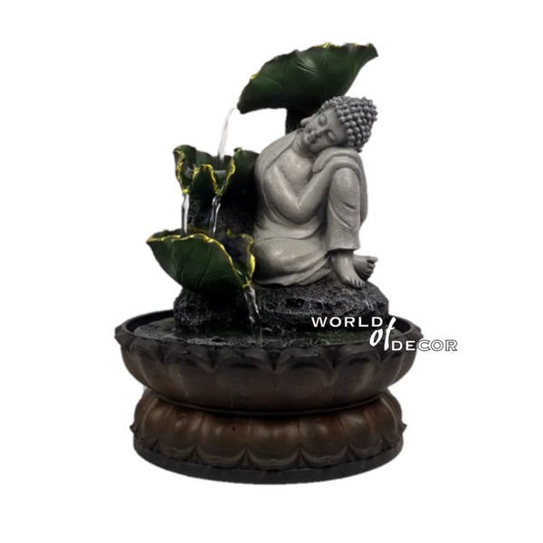 3 Tier Water Fountain Lotus Leaf Relaxing Buddha at World Of Decor NZ