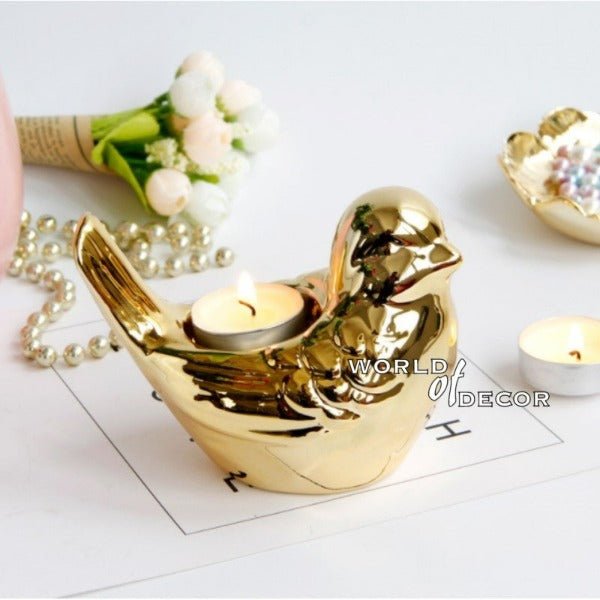 Bird Tealight Holder - Gold CANDLES HOLDER at World Of Decor NZ