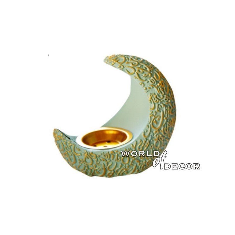 Crescent Moon Incense/Tealight Holder - Green CANDLES HOLDER at World Of Decor NZ