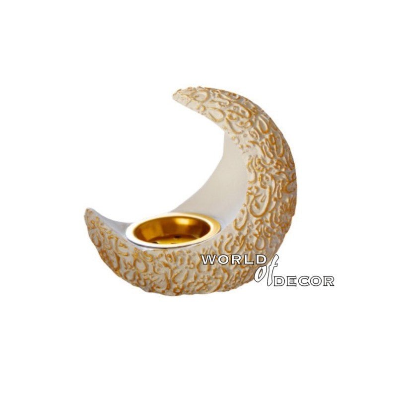 Crescent Moon Incense/Tealight Holder - White CANDLES HOLDER at World Of Decor NZ
