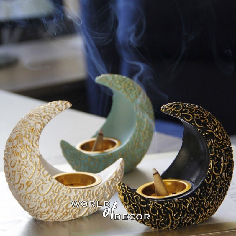 Crescent Moon Incense/Tealight Holder - White CANDLES HOLDER at World Of Decor NZ