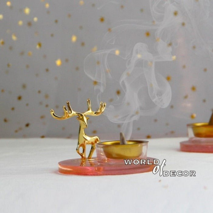 Incense/Tealight Holder Golden Deer CANDLES HOLDER at World Of Decor NZ