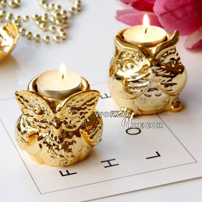 Owl 'Speak No Evil' Gold Tealight/Candle Holder CANDLES HOLDER at World Of Decor NZ