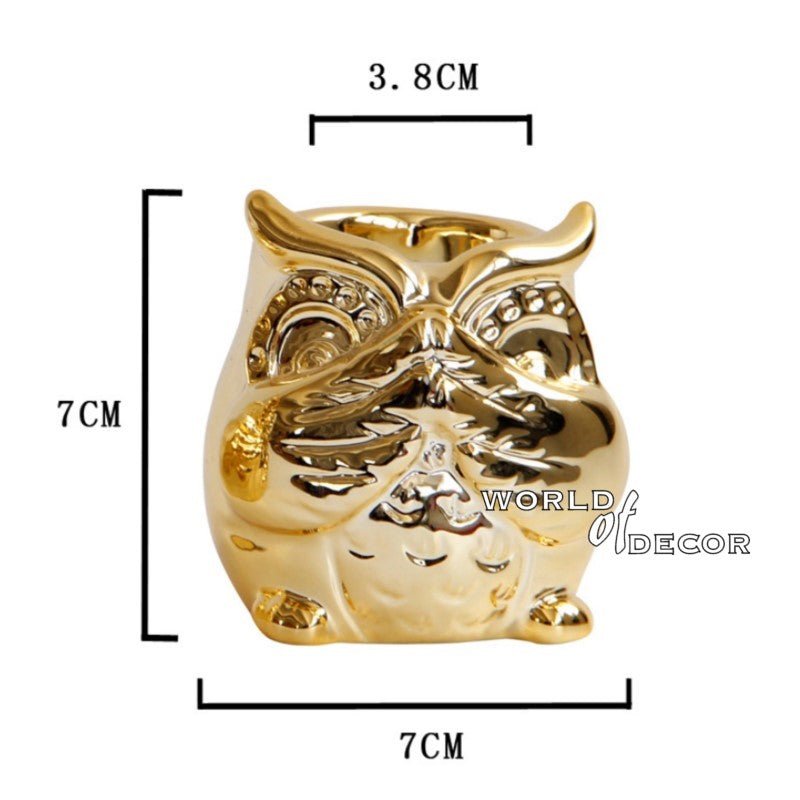 Owl 'Speak No Evil' Gold Tealight/Candle Holder CANDLES HOLDER at World Of Decor NZ