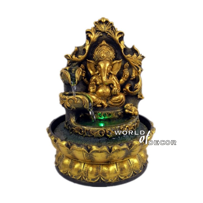 2 Tier Gold Ganesh Water Fountain at World Of Decor NZ