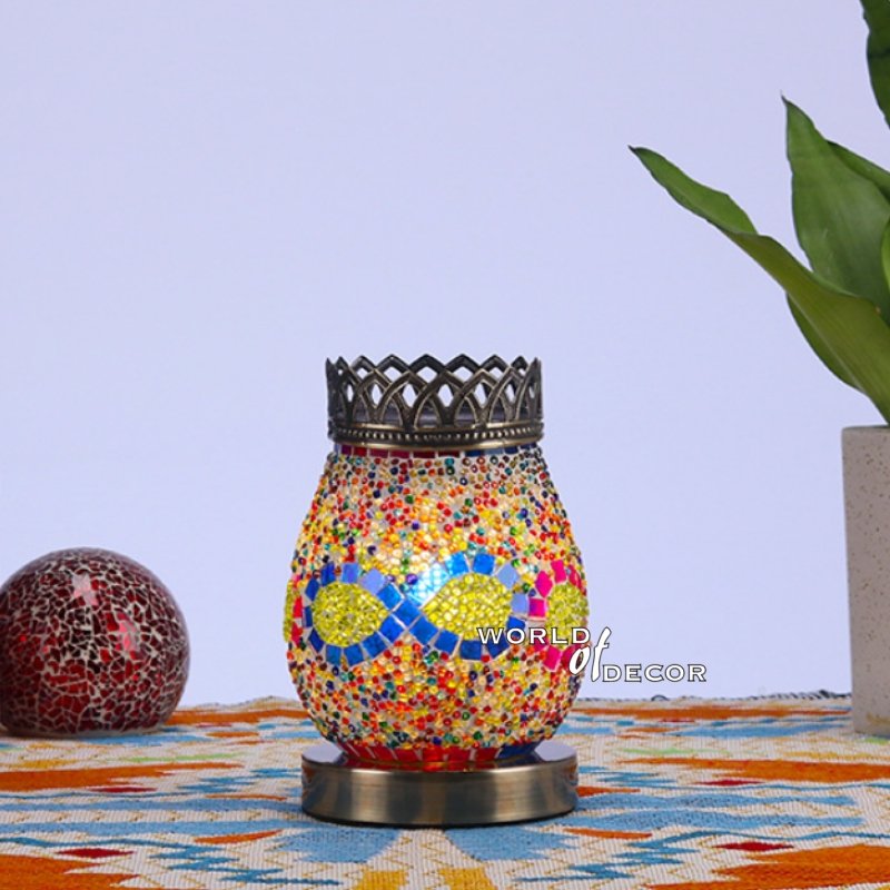 Turkish Mosaic Prosperity Lamp And Oil Burner Oval - 3 MORROCCAN LAMP at World Of Decor NZ