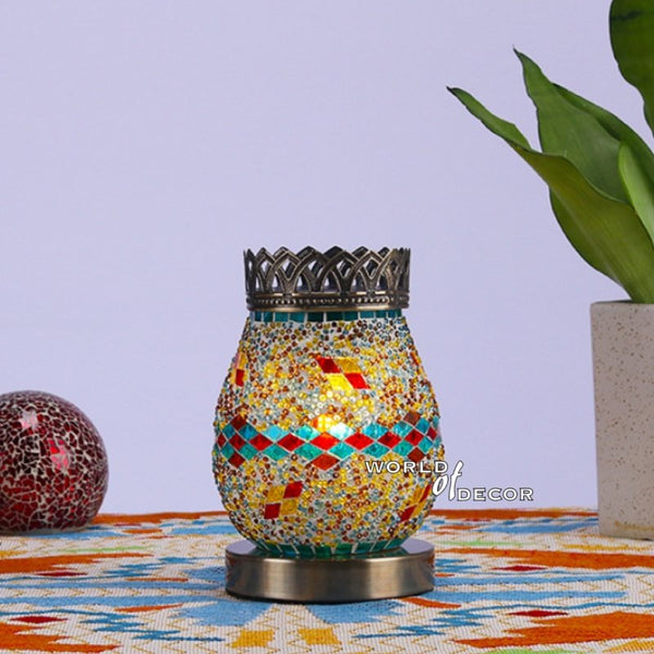 Turkish Mosaic Prosperity Lamp And Oil Burner Oval-5 at World Of Decor NZ