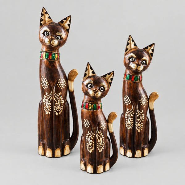 Wooden Cat with Mosaic - Small SCULPTURE/ORNAMENT & ANIMAL at World Of Decor NZ
