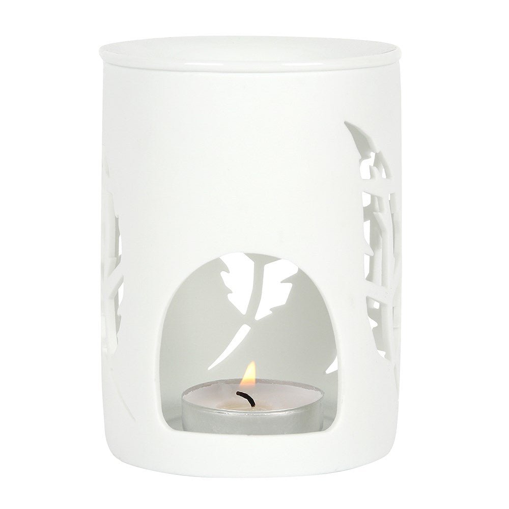White Feather Cut Out Oil Burner Aroma Diffuser and Essential Oil at World Of Decor NZ