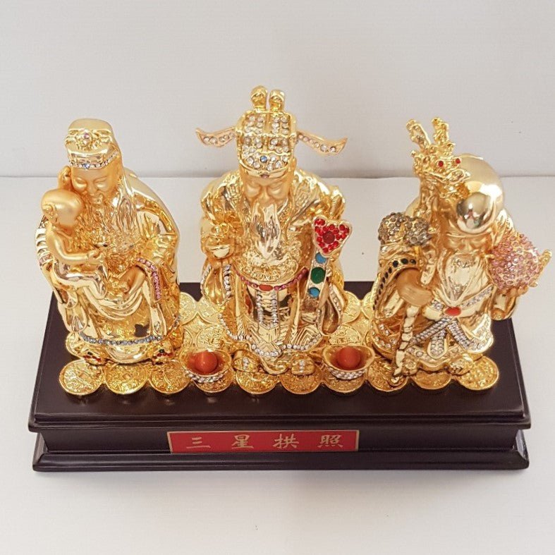 Fuk Luk Sau Set Bejewelled FENG SHUI PRODUCTS at World Of Decor NZ