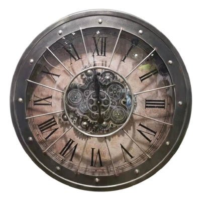Black Bezeal with Rivets Gear Clock 80cm* at World Of Decor NZ
