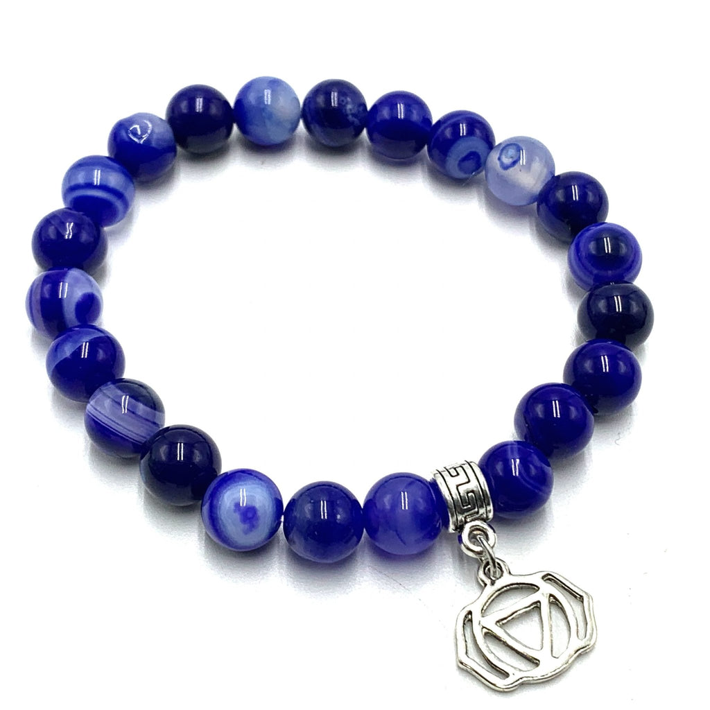 Blue Banded Agate Third Eye Chakra Bracelet CRYSTAL at World Of Decor NZ