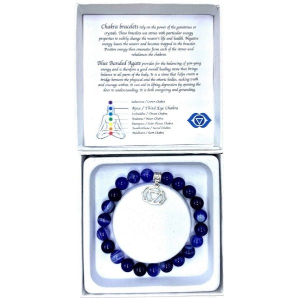 Blue Banded Agate Third Eye Chakra Bracelet CRYSTAL at World Of Decor NZ