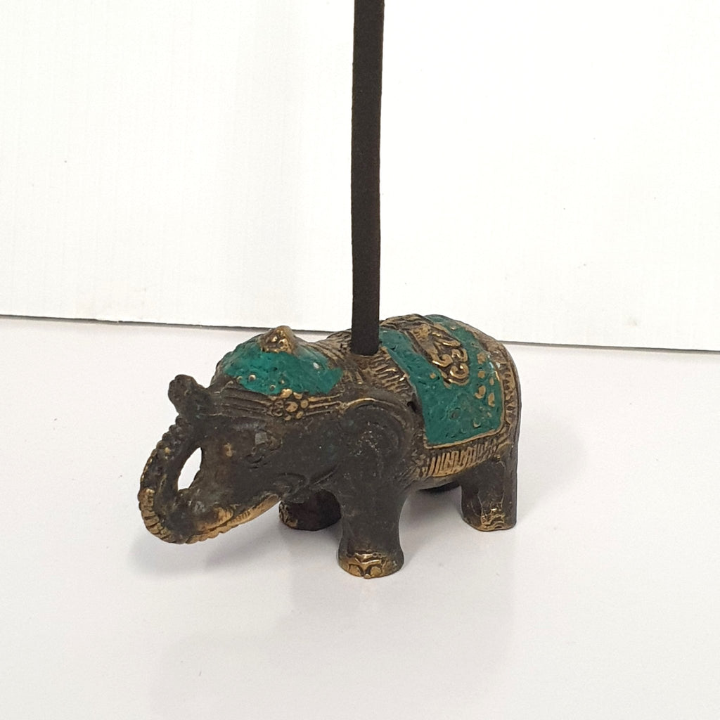 Brass Elephant 4cm - Green SCULPTURE/ORNAMENT & ANIMAL at World Of Decor NZ