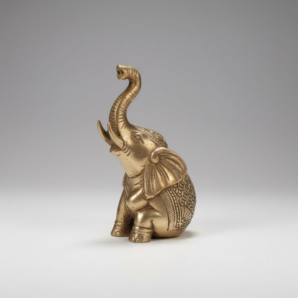 Brass Elephant Trunk Up 12cm SCULPTURE/ORNAMENT & ANIMAL at World Of Decor NZ