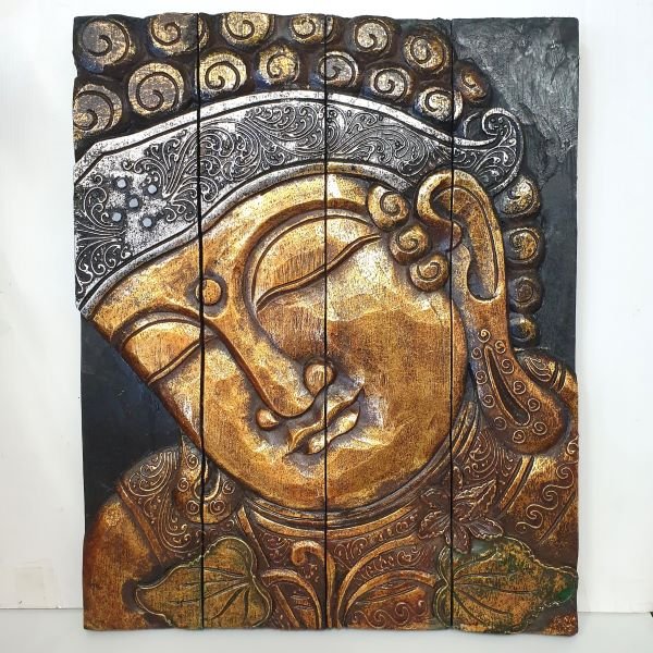Buddha face with Lotus - Gold Wall Art, Affirmations & Hangings at World Of Decor NZ