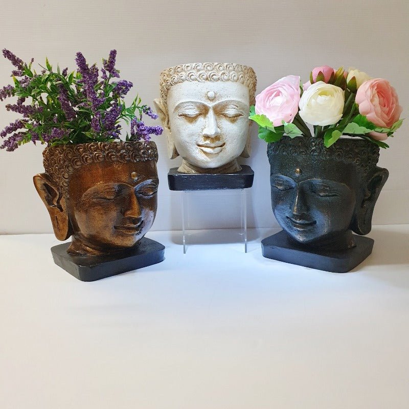 head pot planter nz Buddha Head Planter- Cream-World Of Decor