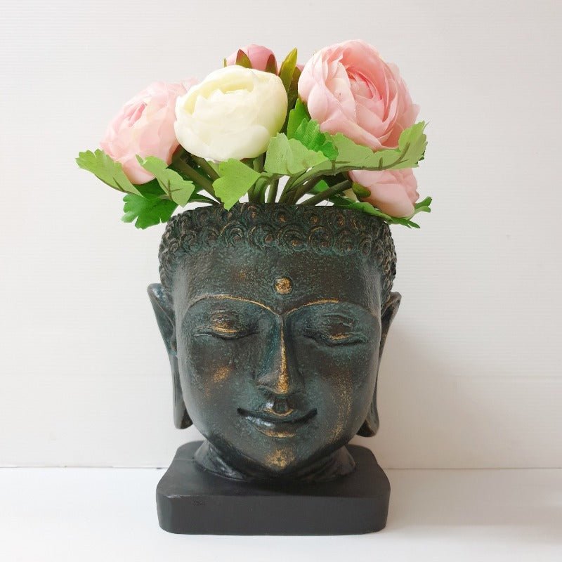 head pot planter nz Buddha Head Planter- Green-World Of Decor