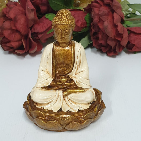 Buddha Sitting on Lotus Cream at World Of Decor NZ