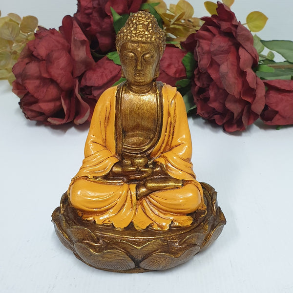 Buddha Sitting on Lotus-Orange at World Of Decor NZ