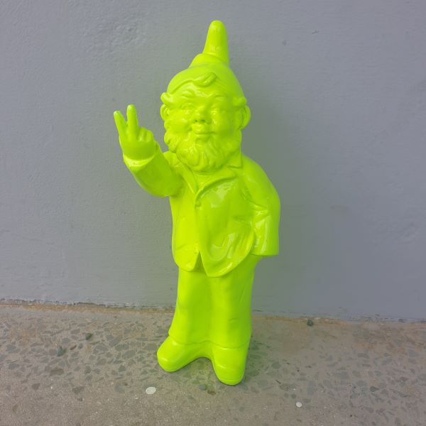 Cheeky Gnome 2 Fingers - Green Poly Resin Figurines & Animals at World Of Decor NZ