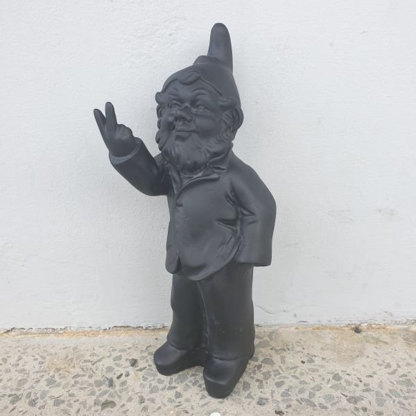 Cheeky Gnome 2 Fingers - Matt Black Poly Resin Figurines & Animals at World Of Decor NZ