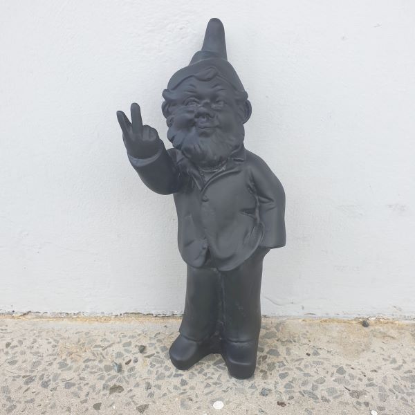 Cheeky Gnome 2 Fingers - Matt Black Poly Resin Figurines & Animals at World Of Decor NZ