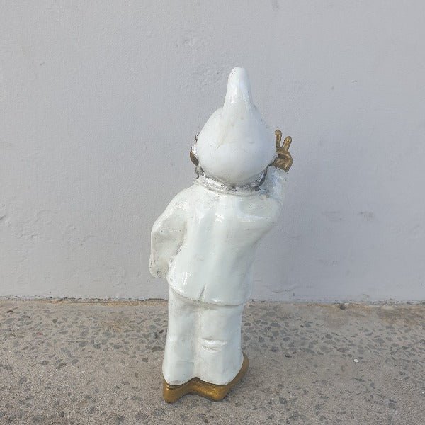 Cheeky Gnome 2 Fingers - Rustick White Poly Resin Figurines & Animals at World Of Decor NZ