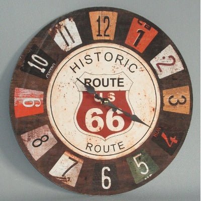 Wall Clock - ROUTE 66 CLOCK at World Of Decor NZ